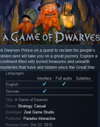 A Game of Dwarves EU Steam - Click Image to Close